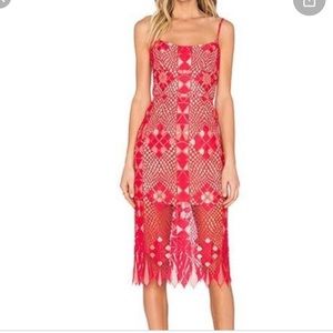 BCBG Red Lace MIDI Dress